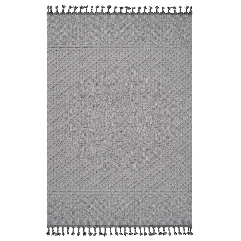 Guros - 4\' x 6\' Medallion Indoor / Outdoor Area Rug - White / Ivory