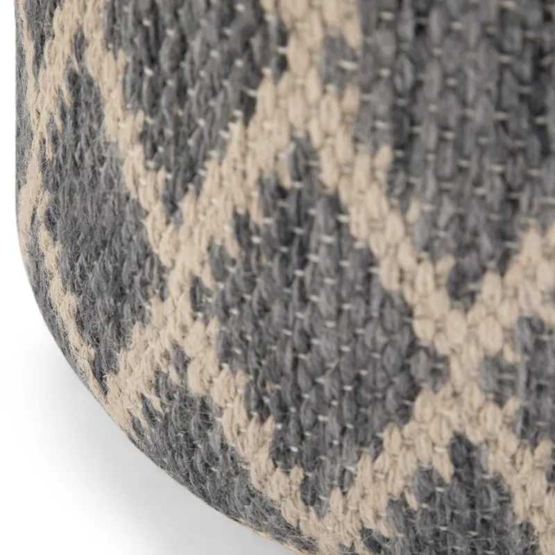 Edgeley - Round Pouf - Grey / Natural