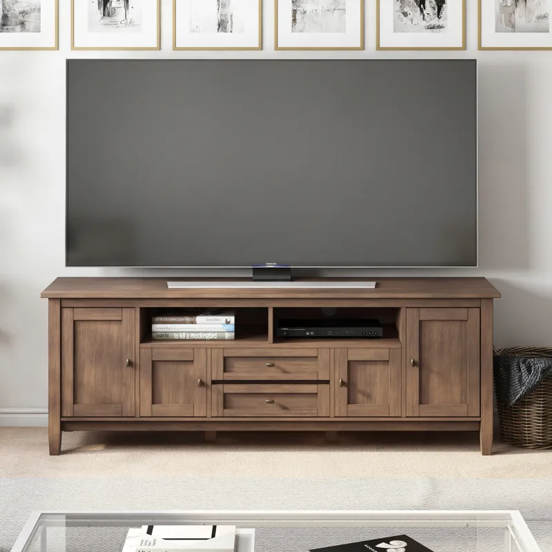 Warm Shaker - 72\" TV Media Stand - Rustic Natural Aged Brown