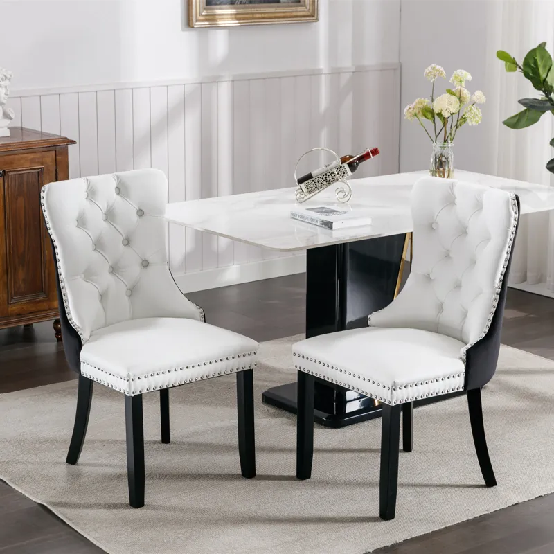Nikki - Modern, High-End Tufted Solid Wood Contemporary PU And Velvet Upholstered Dining Chair With 