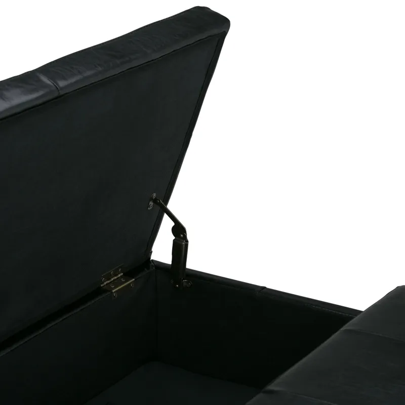 Dover - Square Coffee Table Storage Ottoman - Midnight Black
