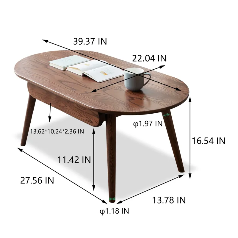 Capsule Centre Low Table With Drawers, Coffee Table - Natural
