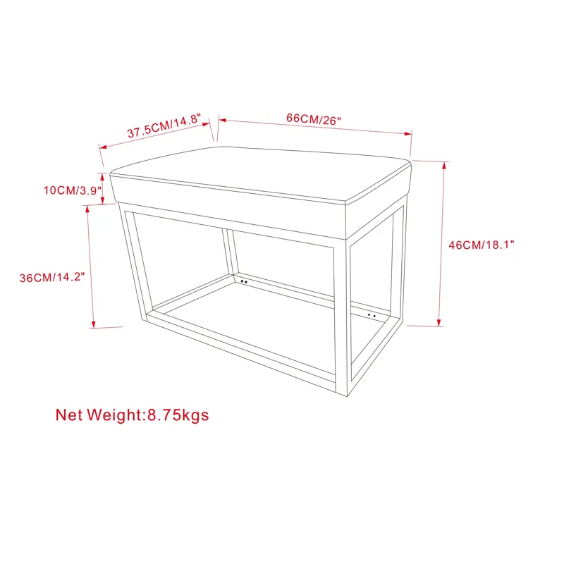 Reynolds - Small Bench - Distressed Saddle Brown