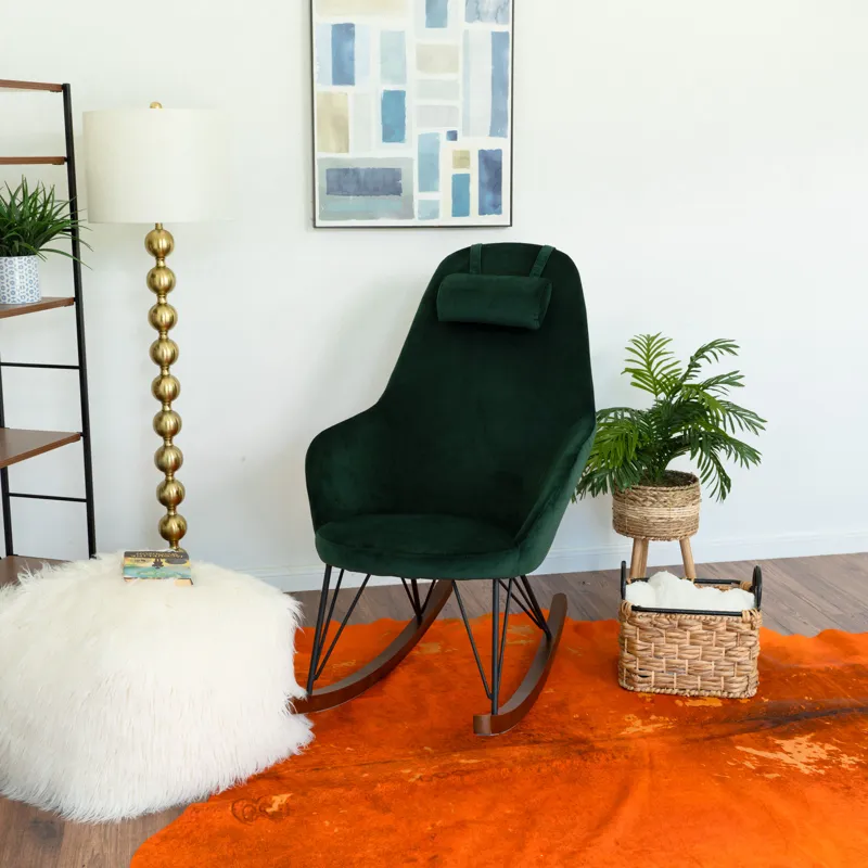 Chloe - Mid Century Modern Rocker Livingroom And Bedroom Chair - Green