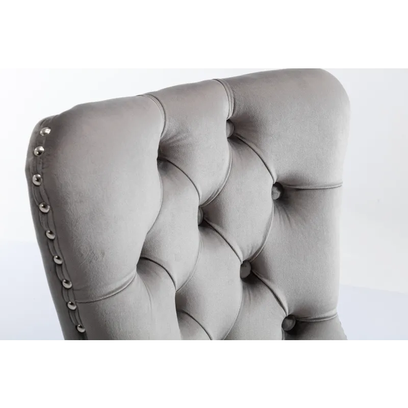 Nikki - Modern, High-End Tufted Solid Wood Contemporary Velvet Upholstered Dining Chair With Chrome 