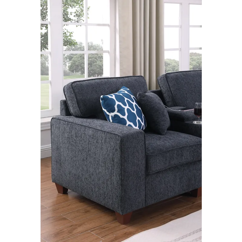 Gina - Sectional Sofa With Ottoman - Black