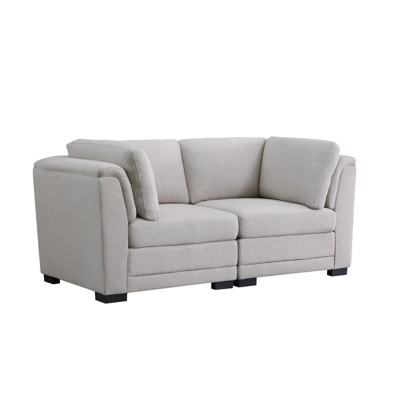 Kristin - Linen Fabric Loveseat - Light Gray
