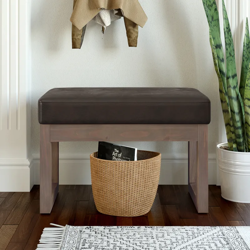 Milltown - Footstool Small Ottoman Bench - Distressed Brown