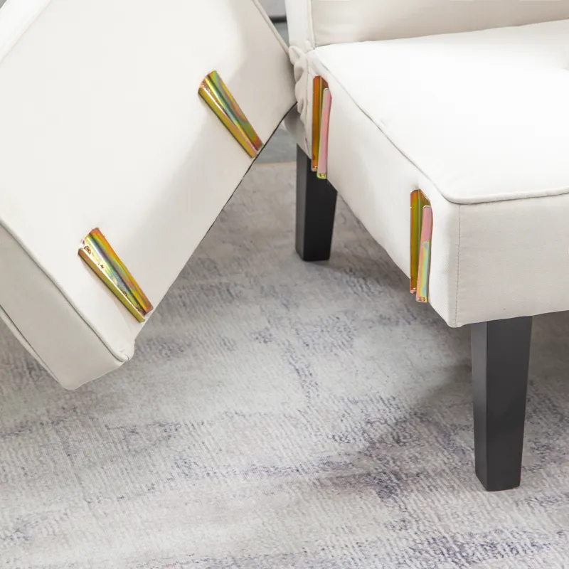 Futon Sofa Bed Convertible Couch Bed With Armrests Modern Living Room Linen Sofa Bed, Folding Reclin