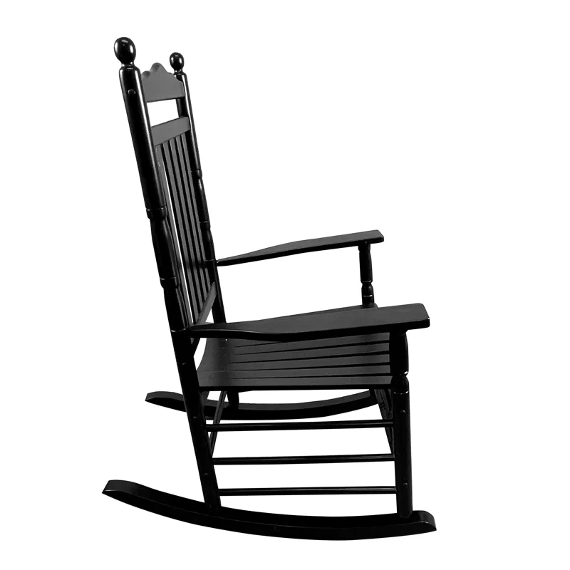 Balcony Porch Adult Rocking Wood Chair - Black