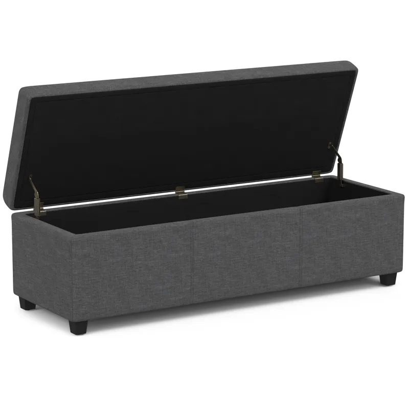 Avalon - Extra Large Storage Ottoman Bench - Slate Grey