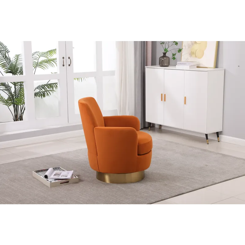 Velvet Swivel Barrel Chair, Swivel Accent Chairs Armchair For Living Room, Reading Chairs For Bedroo