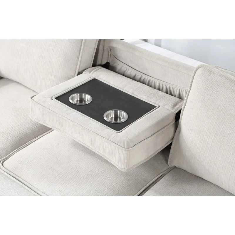 Estelle - Fabric Reversible Sleeper Sectional With Storage Chaise Drop-Down Table 2 Cup Holders And 