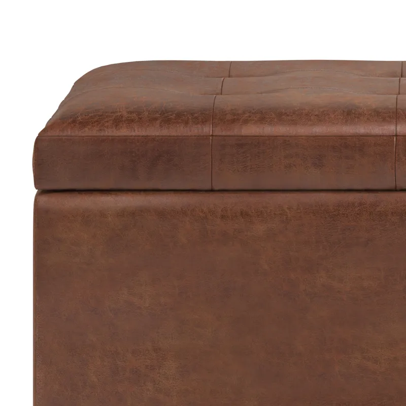 Cosmopolitan - Storage Ottoman - Distressed Saddle Brown