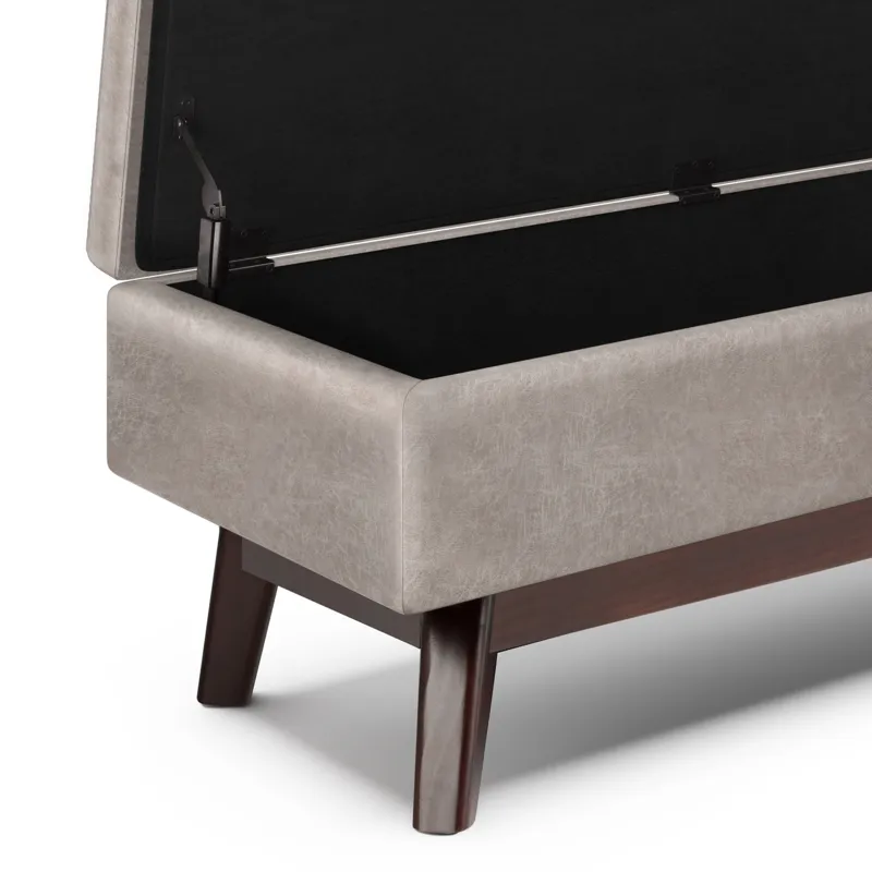 Owen - Rectangular Storage Ottoman - Distressed Grey Taupe