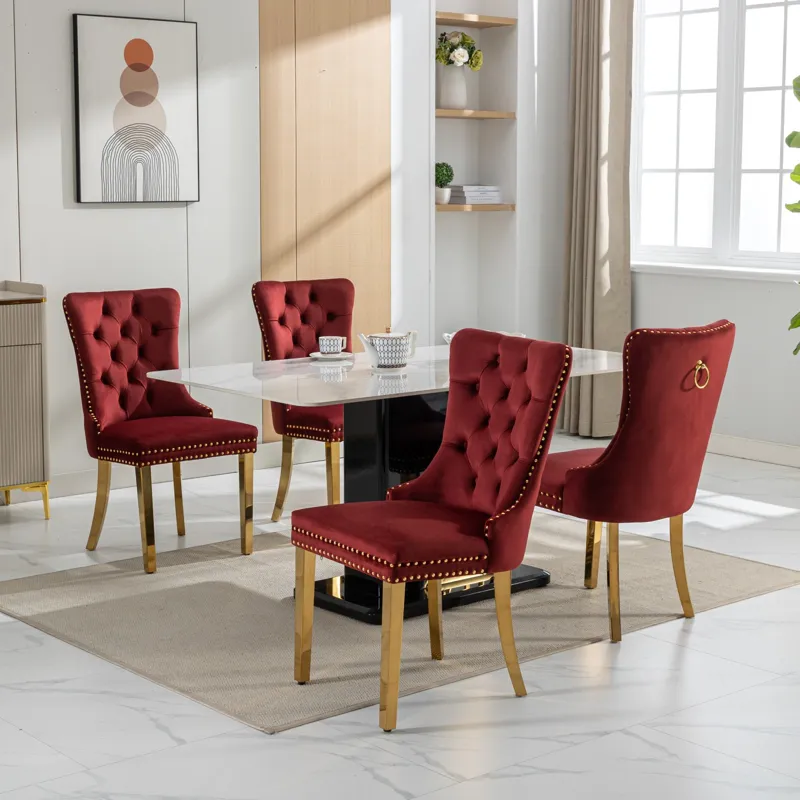 Nikki - Modern, High-End Tufted Solid Wood Contemporary Velvet Upholstered Dining Chair With Golden 