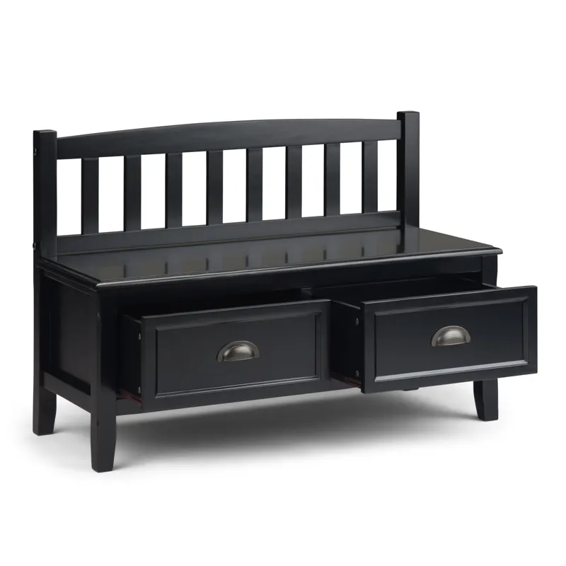 Burlington - Entryway Storage Bench with Drawers - Black