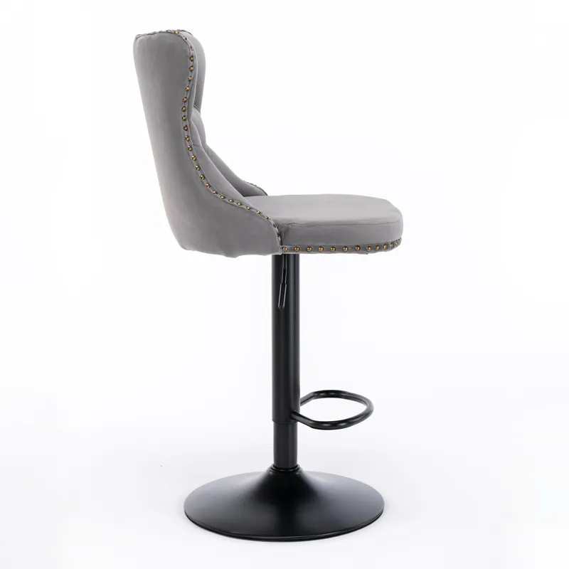 Swivel Velvet Barstools Adjusatble Seat Height , Modern Upholstered Bar Stools With Backs Comfortabl