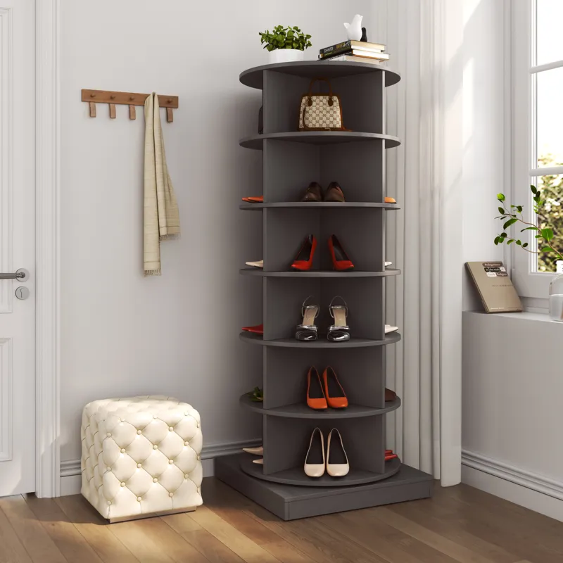 360 Rotating Shoe Cabinet 6 Layers - Gray