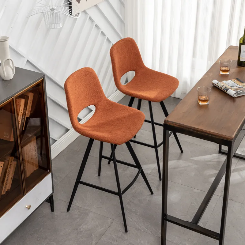 Porth - 28.25\" Fabric Kitchen Counter Height Stools (Set of 2) - Orange