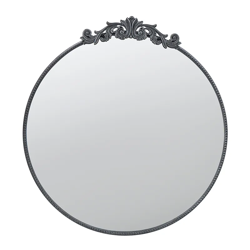 Classic Design Mirror With Round Shape And Baroque Inspired Frame For Bathroom, Entryway, Console Le