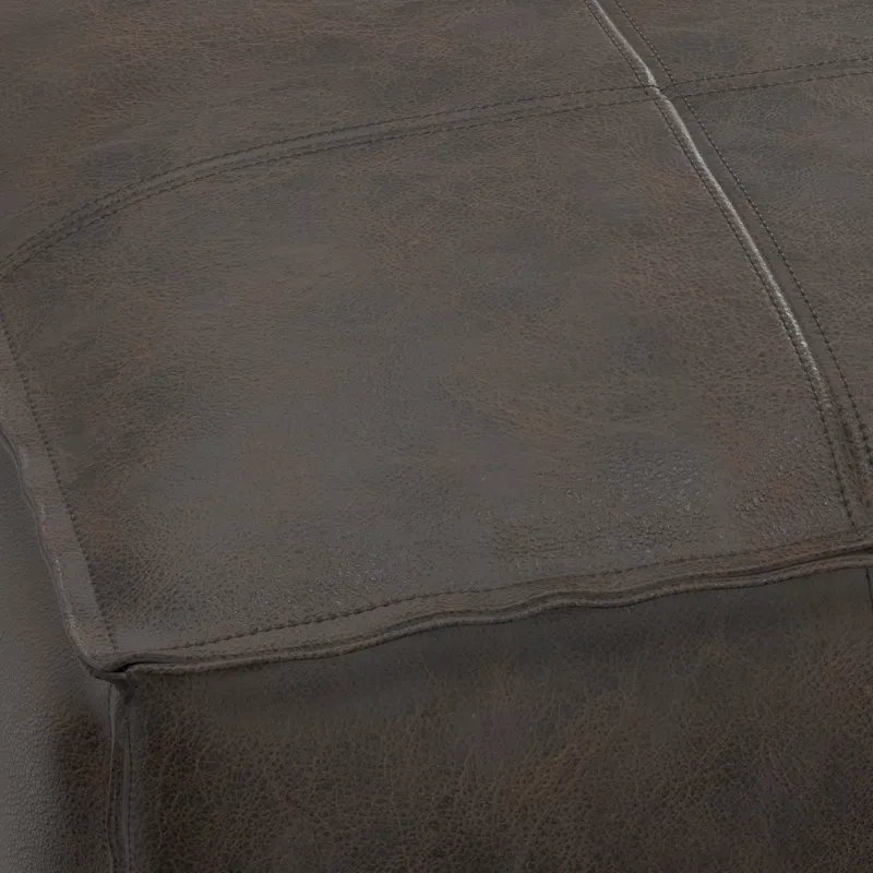 Sheffield - Square Pouf - Distressed Dark Brown