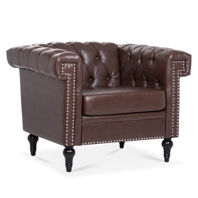 1 Seater Sofa For Living Room - Brown PU