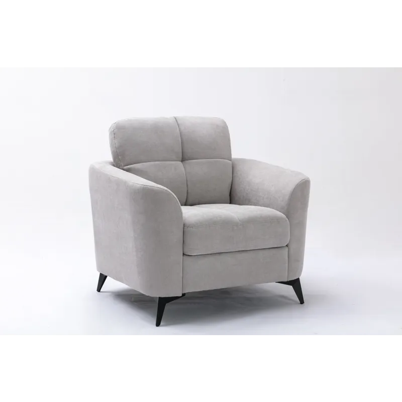 Callie - Woven Fabric Living Room Sofa, Loveseat, Chair (Set of 3) - Light Gray