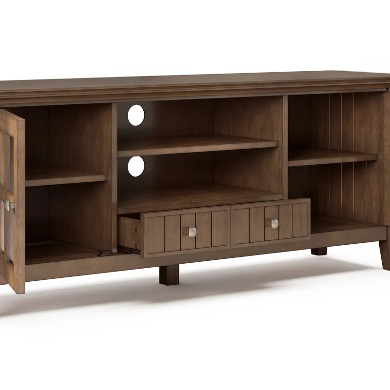 Acadian - 60" TV Media Stand - Rustic Natural Aged Brown