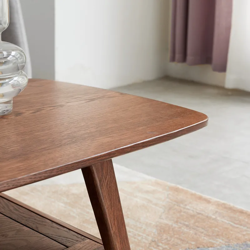 Center Table, Low Table, 100% Solid Oak Wood Top Plate Des, Coffee Table, Study Desk With Storage Sh