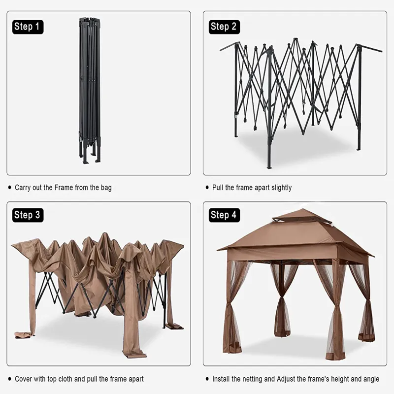 Outdoor 11X 11Ft Pop Up Gazebo Canopy With Removable Zipper Netting, 2 Tier Soft Top Event Tent, Sui