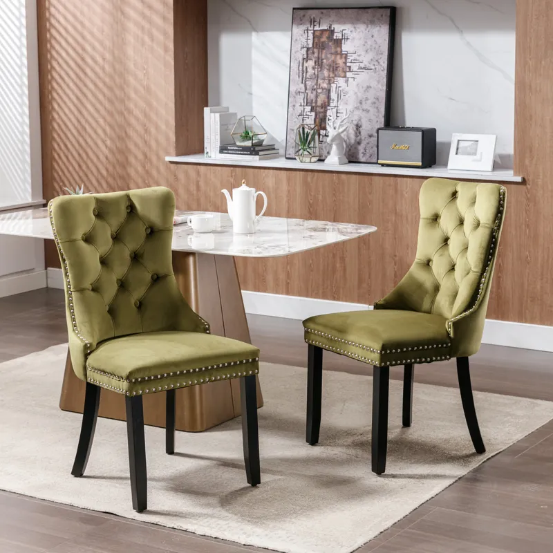 Nikki - Modern, High-End Tufted Solid Wood Contemporary Velvet Upholstered Dining Chair With Wood Le