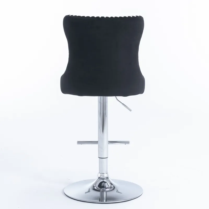 Swivel Velvet Barstools Adjusatble Seat Height From 25-33\", Modern Upholstered Chrome Base Bar Stoo