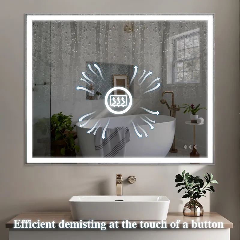 LED Bathroom Vanity Mirror, Wall Mounted Adjustable White / Warm / Natural Lights Anti-Fog Touch Swi