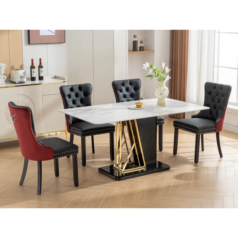 Nikki - Modern, High-End Tufted Solid Wood Contemporary PU And Velvet Upholstered Dining Chair With 