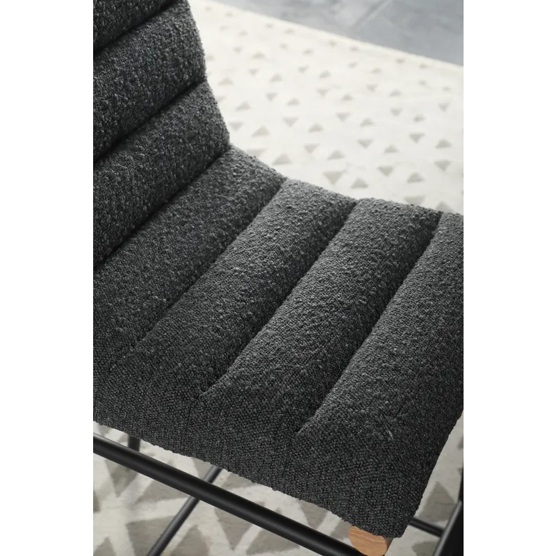 Lahni - 17.Boucle Fabric Counter Height Chair - Dark Gray
