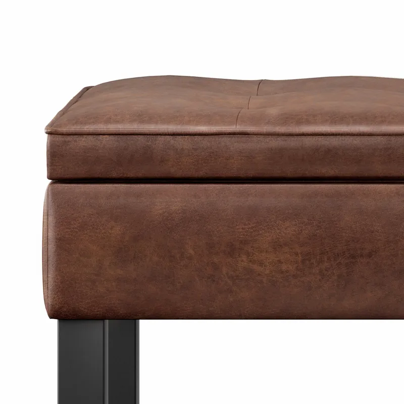 Cosmopolitan - Storage Ottoman Bench with Open Bottom - Distressed Saddle Brown