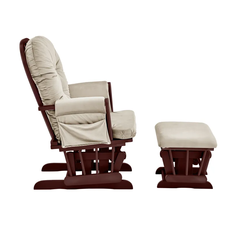 Mason - Glider And Ottoman Espresso Wood - Beige Fabric
