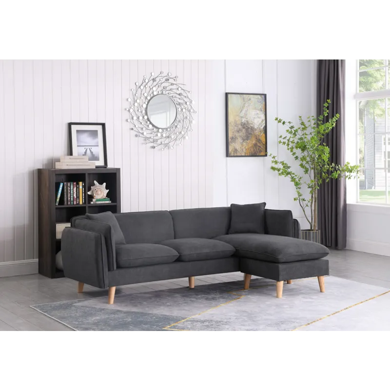 Brayden - Fabric Sectional Sofa Chaise - Dark Gray