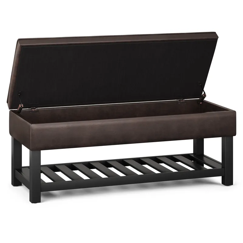 Cosmopolitan - Storage Ottoman Bench with Open Bottom - Distressed Brown