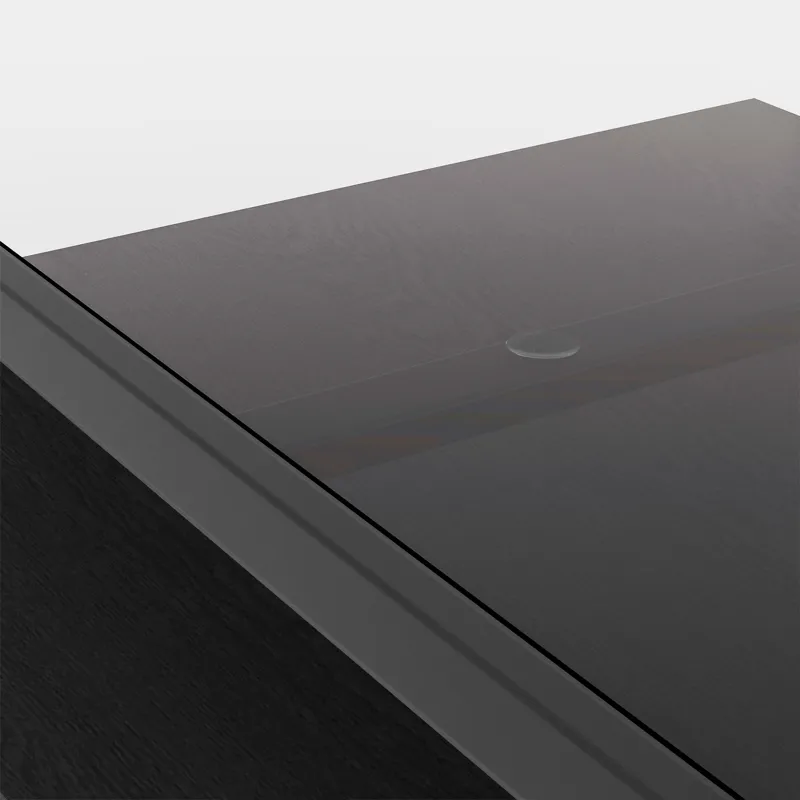 Rectangle Coffee Table With Tempered Glass Top, Modern Table For Living Room - Gray / Black