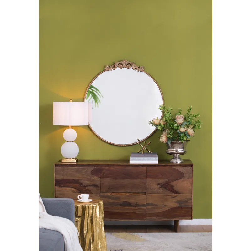 Round Wall Mounted Mirror With Frame For Bathroom Living Room - Gold