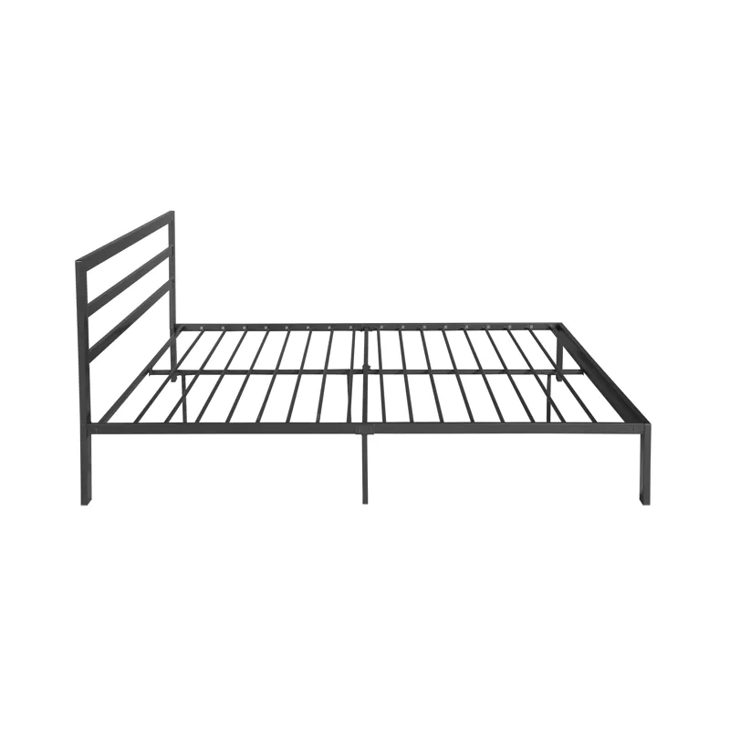 Queen Metal Bed Frame With Headboard - Charcoal Gray