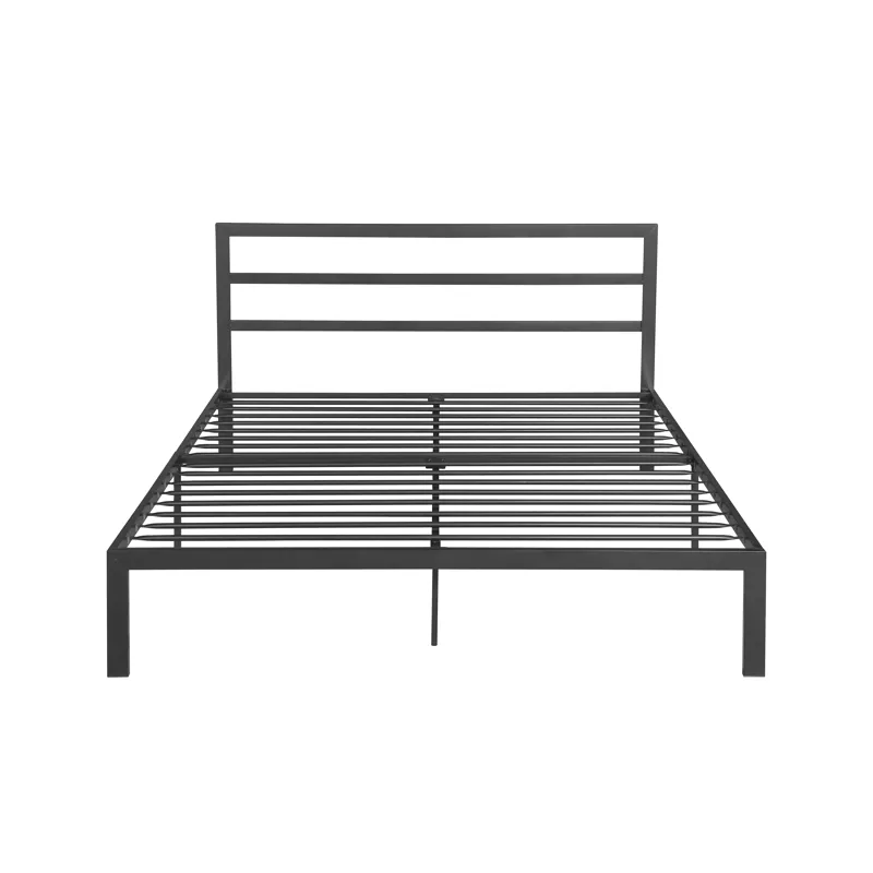 Queen Metal Bed Frame With Headboard - Charcoal Gray