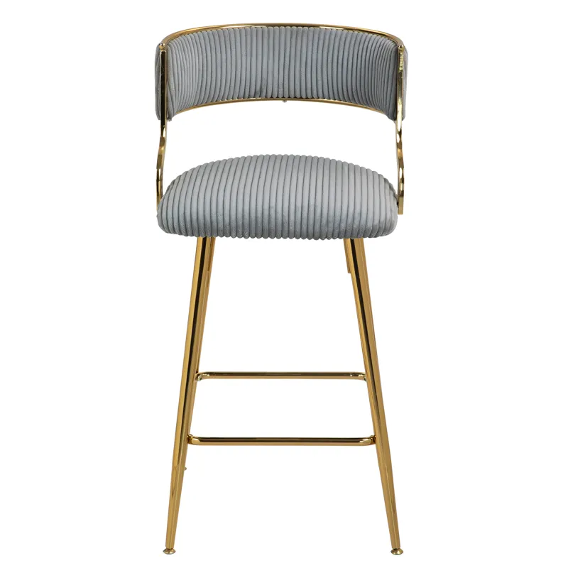 Counter Height Bar Stools, Corduroy Kitchen Island Counter Bar Stools With Back, Golden Chromed Base
