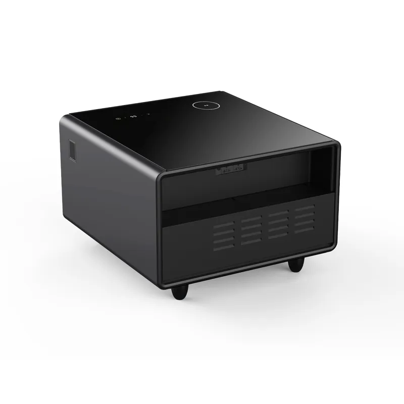 Modern Smart Side Table With Built-In Fridge, Wireless Charging, Temperature Control, Power Socket, 