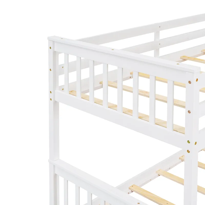 Twin Over Full Bunk Bed With Ladders And Two Storage Drawers - White
