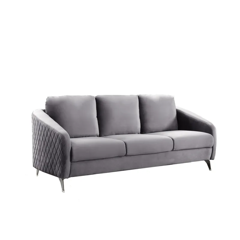 Sofia - Velvet Fabric Sofa, Loveseat Living Room (Set of 2) - Gray