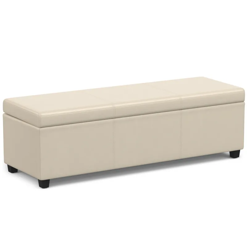 Avalon - Extra Large Storage Ottoman Bench - Satin Cream