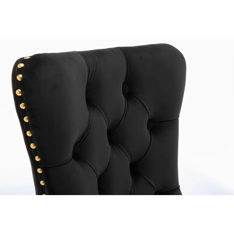 Nikki - Modern, High-End Tufted Solid Wood Contemporary Velvet Upholstered Dining Chair With Golden 